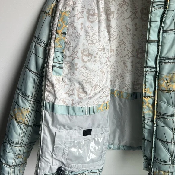 Women's e408 Ski & Snow Jacket in Blue with Yellow Flowers - Size M - Picture 8 of 16